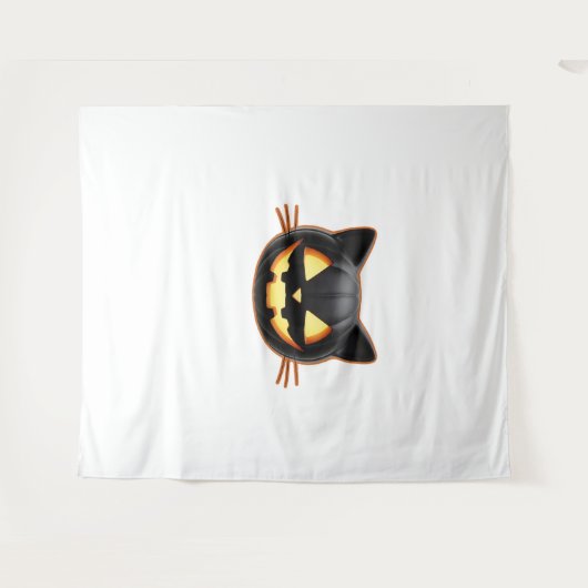 Tenture Chat noir Jack o'Lantern Emoji T-shirt classique (Devant (Horizontal))