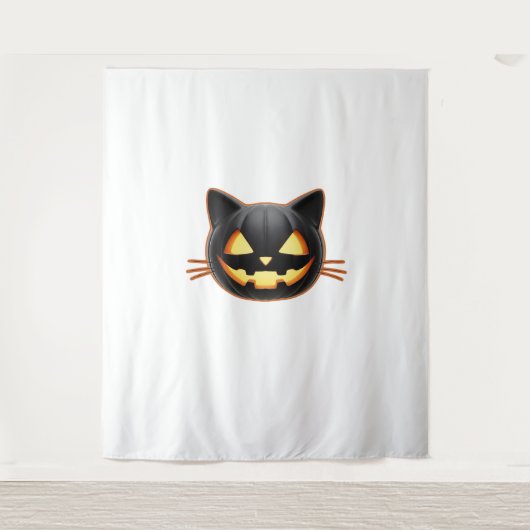 Tenture Chat noir Jack o'Lantern Emoji T-shirt classique (Devant)