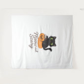 Tenture Chat noir malicieux avec yeux verts brillants sur  (Devant (Horizontal))