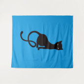 Tenture Chat noir mauvais aimable bleu (Devant (Horizontal))