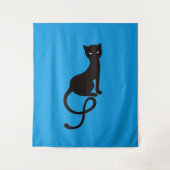 Tenture Chat noir mauvais aimable bleu (Devant)