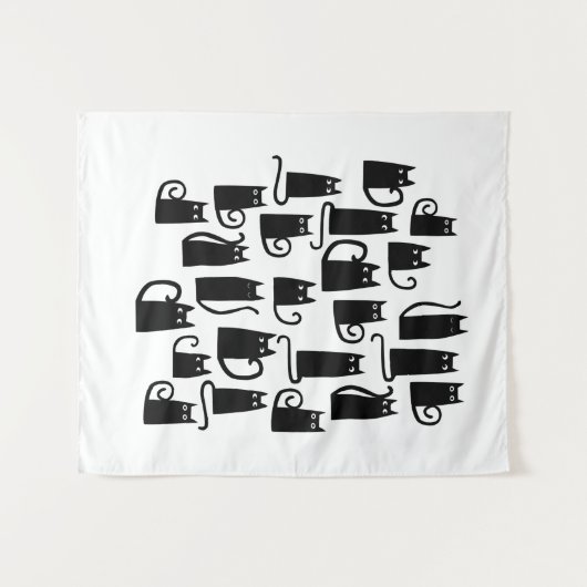Tenture Chat noir mignon (Devant (Horizontal))