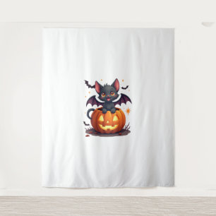 Tenture Chat noir mignon avec ailes de chauve-souris Jack-