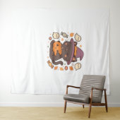 Tenture Chat noir mignon avec Casquette sorcier - Kawaii H (En situation (horizontale))