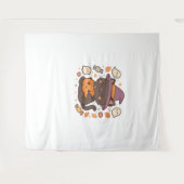 Tenture Chat noir mignon avec Casquette sorcier - Kawaii H (Devant (Horizontal))