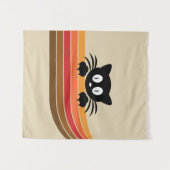 Tenture Chat noir mignon avec rayures rétro (Devant (Horizontal))