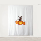 Tenture Chat noir mignon avec sorcière Casquette, chauves- (Devant)