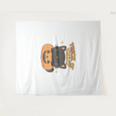 Tenture Chat noir mignon en Citrouille - Trick ou Treat Ka (Devant (Horizontal))