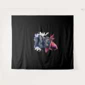 Tenture Chat noir mignon en sorcier Casquette - Halloween  (Devant (Horizontal))