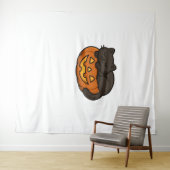 Tenture Chat noir mignon et dormant sur un Essen d'Hallowe (En situation (horizontale))