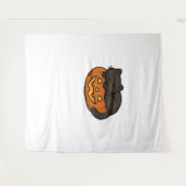 Tenture Chat noir mignon et dormant sur un Essen d'Hallowe (Devant (Horizontal))