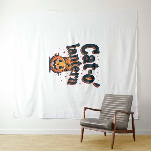 Tenture Chat-o'lanterne (En situation (horizontale))