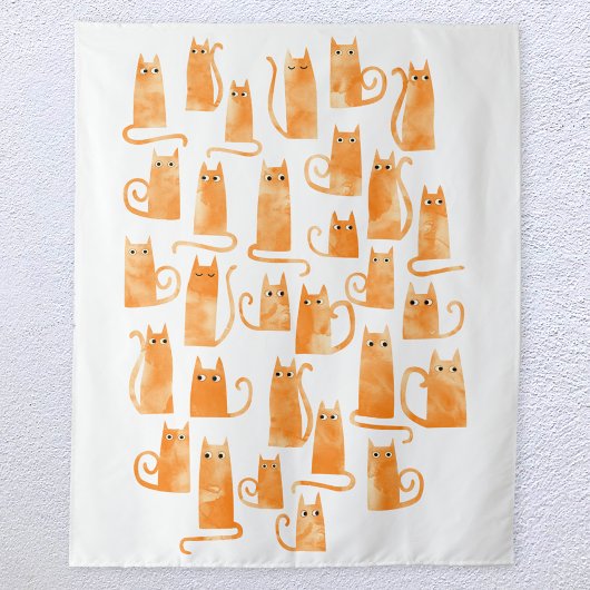 Tenture Chat orange mignon