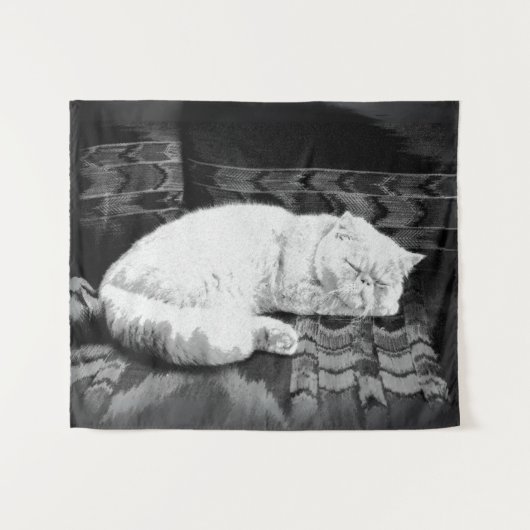 Tenture Chat perse blanc couché (Devant (Horizontal))