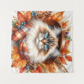 Tenture Chat Ragdoll À L'Automne Avec Écharpe (Devant (Horizontal))
