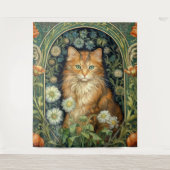 Tenture Chat rouge dans le jardin Art nouveau (Devant)