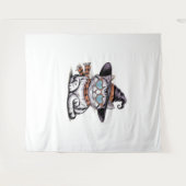 Tenture Chat sorcière cool - Cute Halloween Kitty avec coe (Devant (Horizontal))