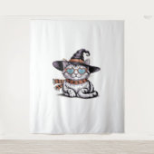 Tenture Chat sorcière cool - Cute Halloween Kitty avec coe (Devant)