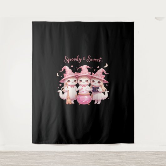 Tenture Chat sorcière éffrayante et sucrée Chat surdimensi (Devant)