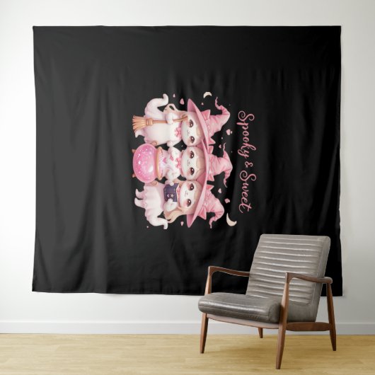 Tenture Chat sorcière éffrayante et sucrée Chat surdimensi (En situation (horizontale))