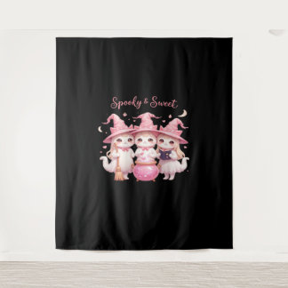 Tenture Chat sorcière éffrayante et sucrée Chat surdimensi