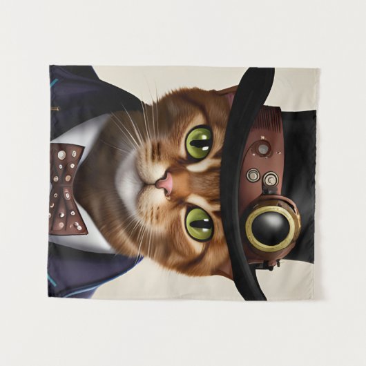 Tenture Chat Steampunk (Devant (Horizontal))