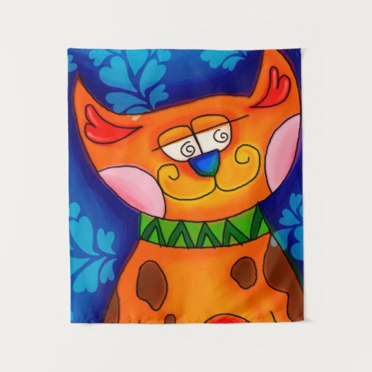 Tenture Chat Tabby Orange Souriant (Devant)