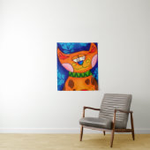 Tenture Chat Tabby Orange Souriant (En situation)