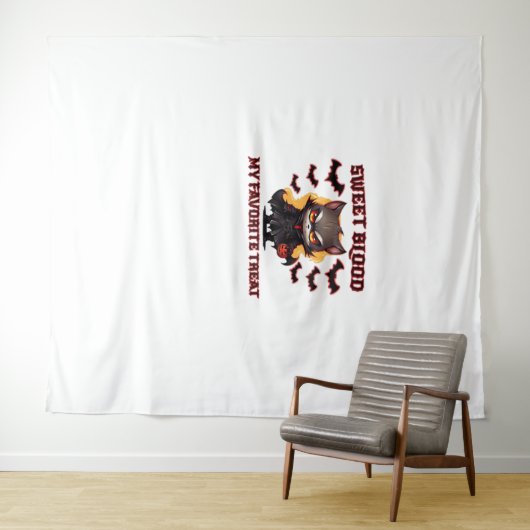 Tenture Chat Vampire en colère Craves Sweet Halloween sang (En situation (horizontale))