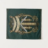 Tenture "Château Crest of Honor" Personnalisable Médiéval (Devant (Horizontal))