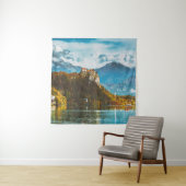 Tenture Château de Bled : Vue sur la falaise slovène. (En situation)