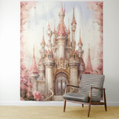Tenture Château féerique floral rose (En situation)