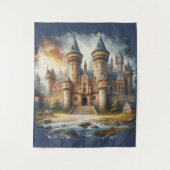 Tenture Château médiéval au coucher du soleil avec ciel at (Devant)