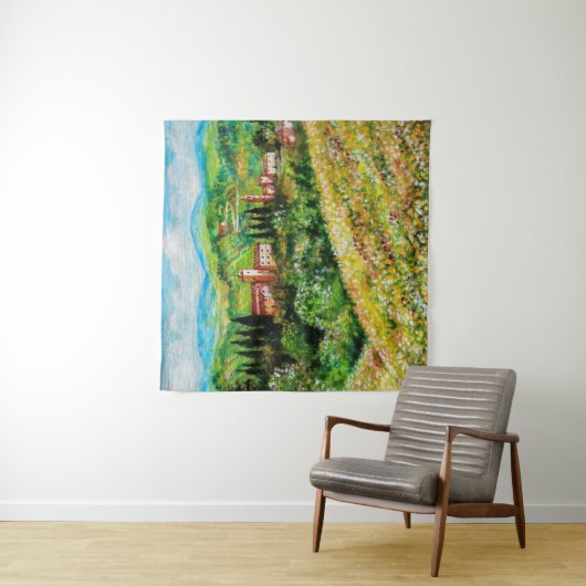 TENTURE CHÂTEAUX EN CHIANTI PAYSAGE, CHAMPS DE FLEURS JAUN (En situation)