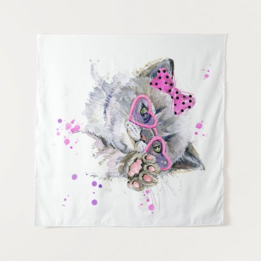 Tenture Chaton mignon d'aquarelle (Devant (Horizontal))