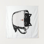 Tenture Chaton noir avec nez rouge caché dans une tasse (Devant (Horizontal))