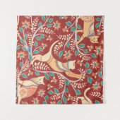 Tenture Chats avec ornements, branches avec fleurs et feui (Devant (Horizontal))