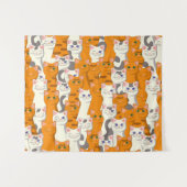 Tenture Chats blancs et gingembre motif yeux verts yeux bl (Devant (Horizontal))