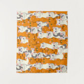 Tenture Chats blancs et gingembre motif yeux verts yeux bl (Devant)