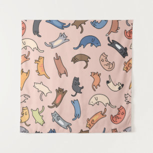 Tenture Chats de gribouillis motifs sans couture, illustra