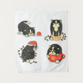 Tenture Chats de Noël mignons et amusants (Devant)