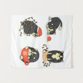 Tenture Chats de Noël mignons et amusants (Devant (Horizontal))