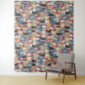 Tenture Chats en Écharpes d'hiver et Motif Casquette (En situation)