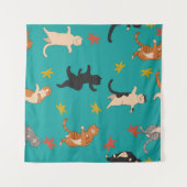 Tenture Chats, feuillage d'automne, motif mignon (Devant (Horizontal))