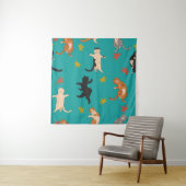 Tenture Chats, feuillage d'automne, motif mignon (En situation)
