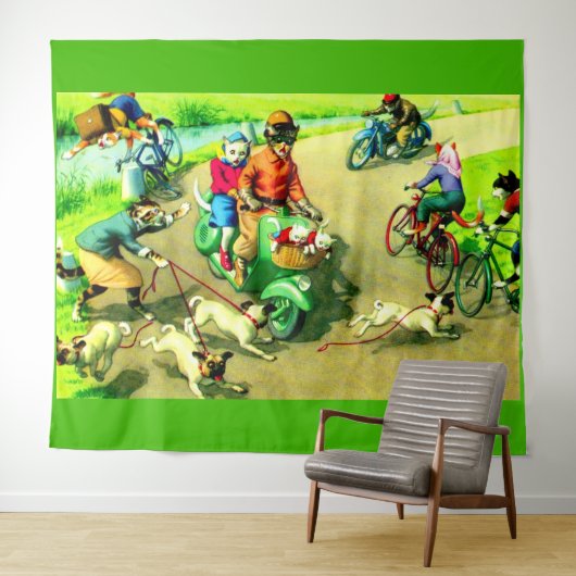 Tenture Chats grand public sur motos et vélos (En situation (horizontale))