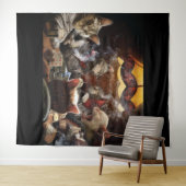 Tenture Chats jouant au poker (En situation (horizontale))