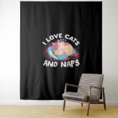 Tenture Chats marrants avec Citation Chat-Lover (En situation)