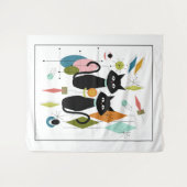 Tenture Chats mignons Moderne du milieu du siècle (Devant (Horizontal))