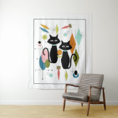 Tenture Chats mignons Moderne du milieu du siècle (En situation)